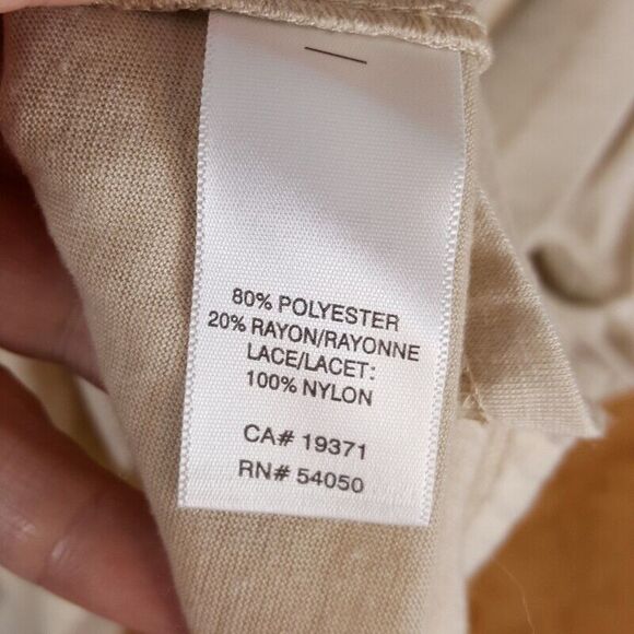 ROBBI & NIKKI Womens Top Medium Tan Pullover Tank Layered Faux Wrap Lace VNeck - Picture 5 of 8